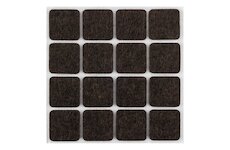 NEO Samolepiace plstené podložky, tmavohnedé 25x25 mm, 16 ks.