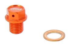 Vypúštacia skrutka KTM/Husq./Gas Gas M12 x 1,5 -12mm s magnetom oranžová